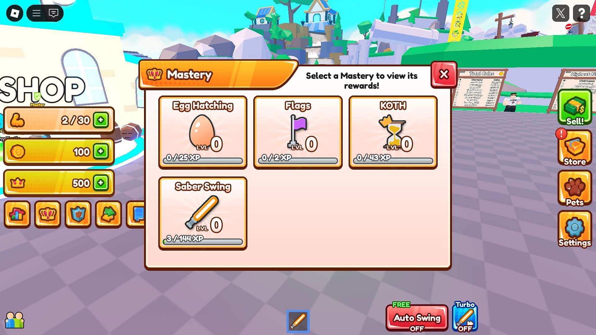 Mastery screen (Image via Roblox)